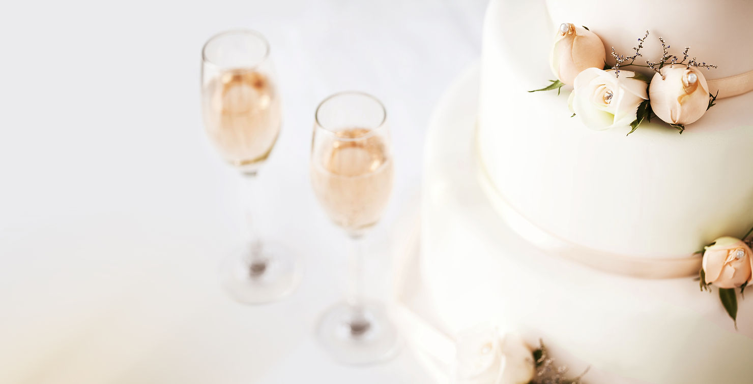 Champagne and wedding cake