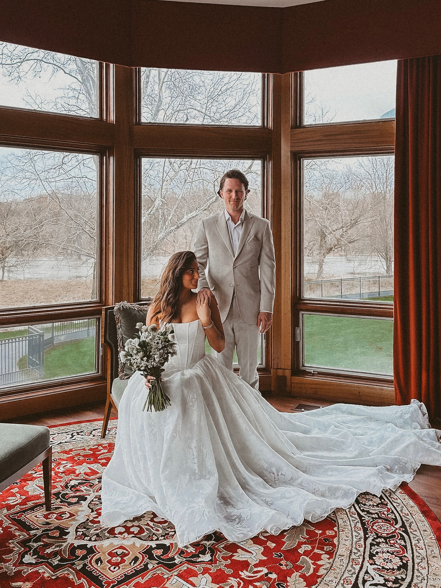 Bride and Groom Embrace