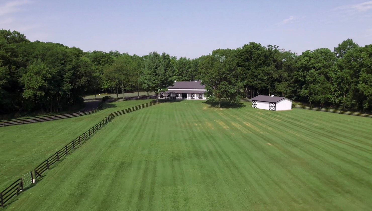 Pasture Black and white barn