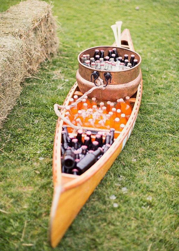 canoe with drinks